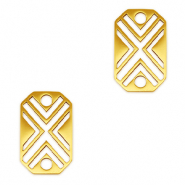 Stainless Steel - Rostfrei Stahl Anhänger Zwischenstück Achteck X Gold
