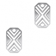 Stainless Steel - Rostfrei Stahl Anhänger Zwischenstück Achteck X Silver