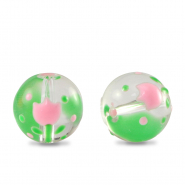Handbemalt Glasperlen Blume Transparent-pink green
