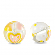 Handbemalt Glasperlen Herz Transparent-yellow white