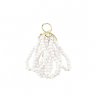 Top Facett Perlen Anhänger Gold-white