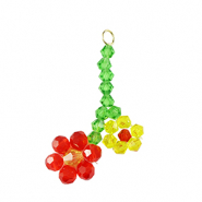 Top Facett Perlen Anhänger Blume Gold-red yellow