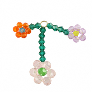Top Facett Perlen Anhänger Blume Gold-pink orange