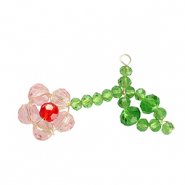 Top Facett Perlen Anhänger Blume Gold-pink red