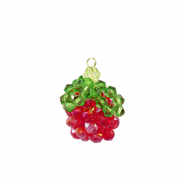 Top Facett Perlen Anhänger Himbeere Gold-red green