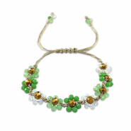 Facett Glas Armbänd Blume Multicolour green-transparent white