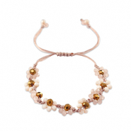 Facett Glas Armbänd Blume Multicolour pink-topaz brown