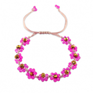 Facett Glas Fusskettchen  Blume Fuchsia-topaz brown