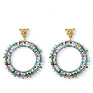 Top Facett Perlen Ohrringe 60mm Gold-multicolour