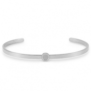 Geburtssteine Bangle Armband mit Fassung für SS16 Flatback aus Stainless Steel Silver