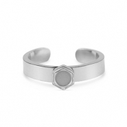 Geburtssteine Ring mit Fassung für SS16 Flatback aus Stainless Steel Silver