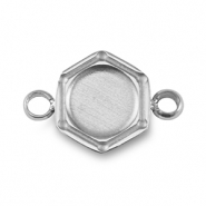 Geburtssteine Anhänger mit Fassung für SS16 Flatback aus Stainless Steel Silver