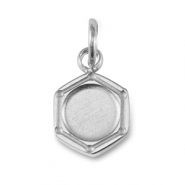 Geburtssteine Anhänger mit Fassung für SS16 Flatback aus Stainless Steel Silver
