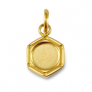 Geburtssteine Anhänger mit Fassung für SS16 Flatback aus Stainless Steel Gold