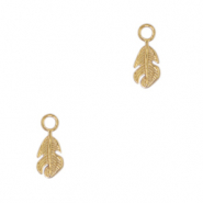 Stainless Steel - Rostfrei Stahl Anh&auml;nger Blatt Gold