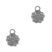 Stainless Steel - Rostfrei Stahl Anh&auml;nger Blume Antik silber