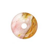 Naturstein Anh&auml;nger Glas Donut 25mm Brown-transparent