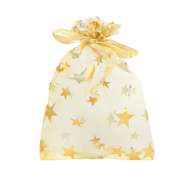 Schmuckbeutel Organza 9x12cm Stern Golden yellow-gold