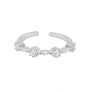 Brass TQ Metall Ring Zirkonia Silver-crystal