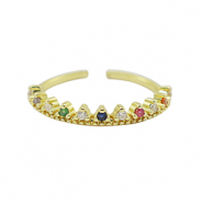 Brass TQ Metall Ring Zirkonia Gold-multicolour