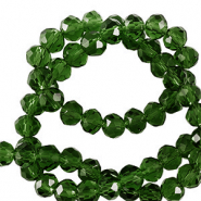 Top Glas Facett Perlen 6x4mm rondellen Dark emerald green