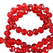 Top Glas Facett Perlen 6x4mm rondellen Candy red