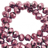 Top Glas Facett Perlen 4x3mm rondellen Magenta pink-pearl shine coating