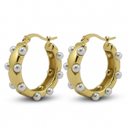 Ohrringe aus Stainless Steel - Rostfreiem Stahl Imitationsperlen Gold