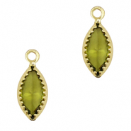 Anh&auml;nger Kristallglas Oval Olive green-gold
