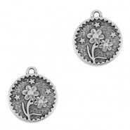 Metall Anh&auml;nger DQ Blume Antik silber (Nickelfrei)