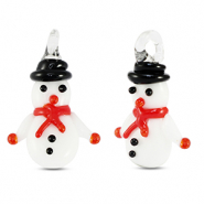 Glas-Anhänger Schneemann White-red-black