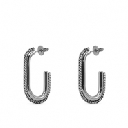 Ohrringe / Ohrstecker aus Stainless Steel - Rostfreiem Stahl Oval Silver