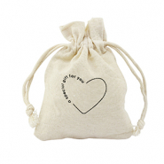 Schmuckbeutel Leinen "a special gift for you" Off white