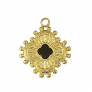 Stainless Steel - Rostfrei Stahl Anhänger Blume Gold / Black