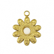 Stainless Steel - Rostfrei Stahl Anhänger Blume Gold / White