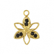 Stainless Steel - Rostfrei Stahl Anhänger Blume Gold / Black
