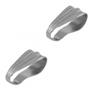 Rostfreier Stahl (Stainless Steel) Zubeh&ouml;r Collierschlaufe oval f&uuml;r Anh&auml;nger Silver