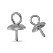 Stainless Steel - Rostfreiem Stahl Schmuckzubeh&ouml;r Endkappen f&uuml;r Perlen Silver