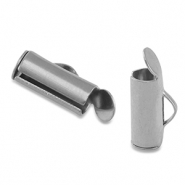 Stainless Steel - Rostfreiem Stahl Schmuckzubeh&ouml;r Schieber Endkappen Silver
