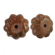 Naturstein Perlen Glas Blume Glitter brick brown