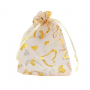 Schmuckbeutel Organza 9x12cm Herz Peach-gold