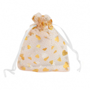 Schmuckbeutel Organza 7x9cm Herz White-gold
