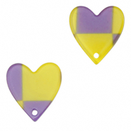 Resin Anh&auml;nger Herz Purple-lime green