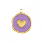 Stainless Steel - Rostfrei Stahl Anh&auml;nger Heart Gold-purple