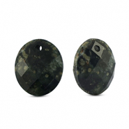 Naturstein Anhänger Glas Oval Black-grey