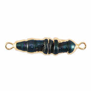 BQ S&uuml;sswasserperlen Zwischenst&uuml;ck Tooth Gold-dark peacock blue