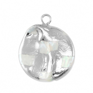 S&uuml;sswasserperlen Anh&auml;nger Round Silver-Natural white