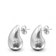 Ohrringe / Ohrstecker aus Stainless Steel - Rostfreiem Stahl Tropfen Silver