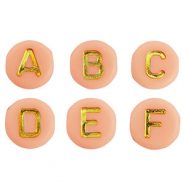 Buchstaben Perlen aus Acryl Mix Light peach pink-gold