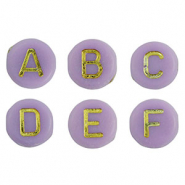 Buchstaben Perlen aus Acryl Mix Purple-gold
